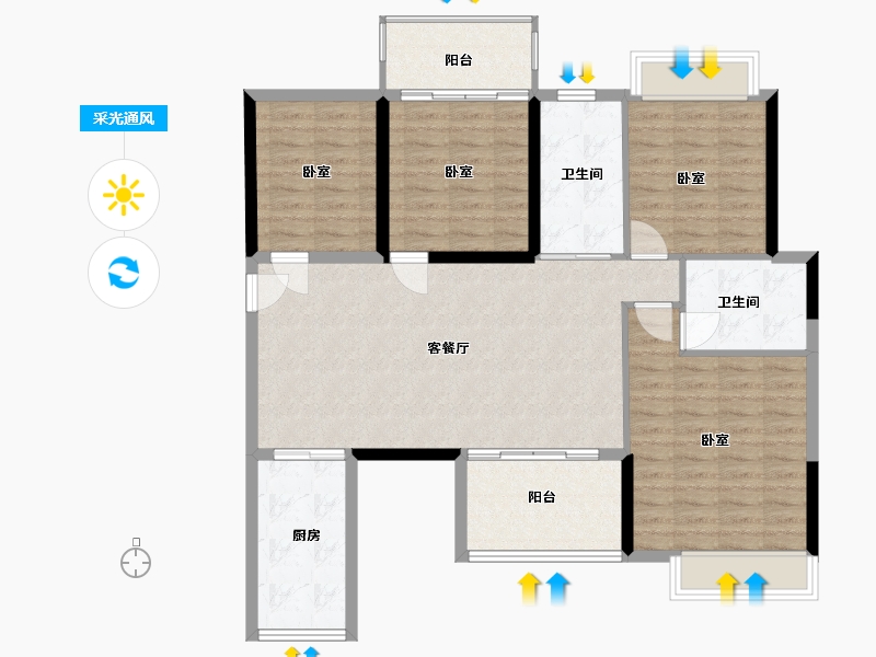 湖南省-郴州市-五岭央著-111.00-户型库-采光通风