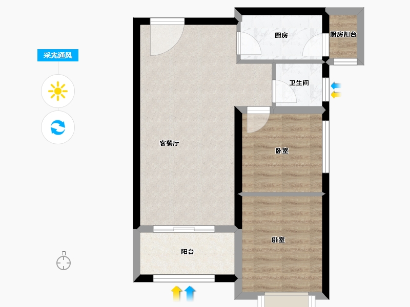 陕西省-西安市-满堂悦MOMΛ-55.49-户型库-采光通风