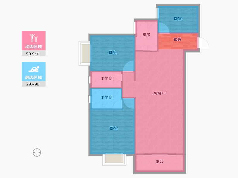 湖南省-怀化市-嘉鸿天街（榆园）-90.92-户型库-动静分区