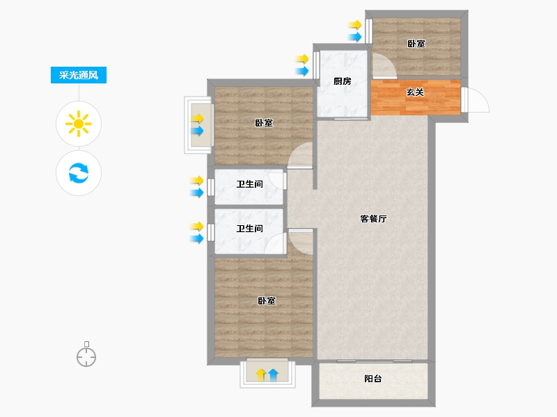 湖南省-怀化市-嘉鸿天街（榆园）-90.92-户型库-采光通风