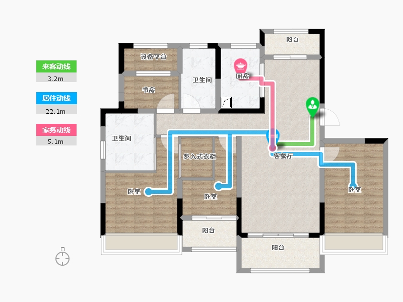 浙江省-嘉兴市-路劲嘉禾金茂府-114.00-户型库-动静线