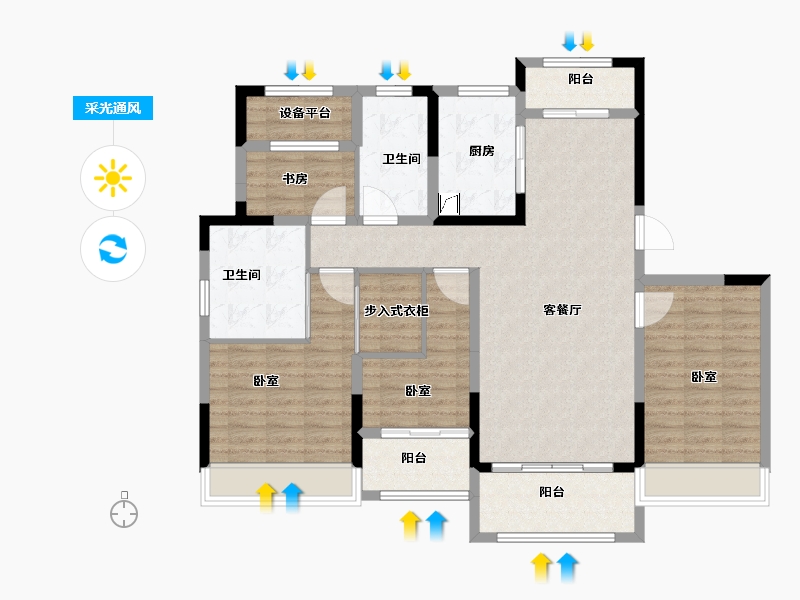 浙江省-嘉兴市-路劲嘉禾金茂府-114.00-户型库-采光通风