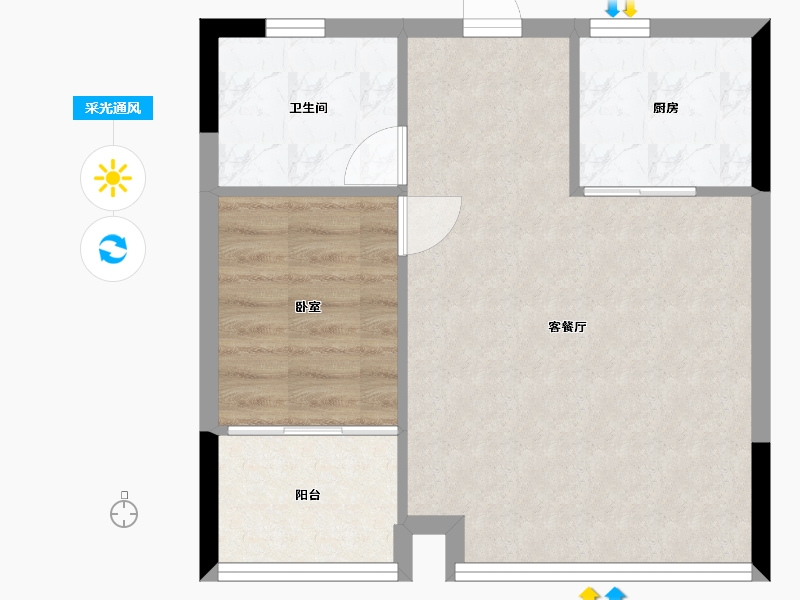 湖北省-孝感市-紫台·壹号公馆-48.91-户型库-采光通风