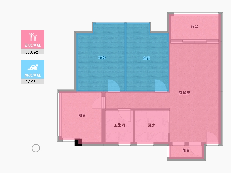 广东省-清远市-金地辉煌·富域城-74.29-户型库-动静分区