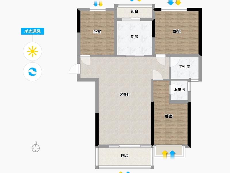 湖南省-怀化市-长鸿驰远华府-95.00-户型库-采光通风