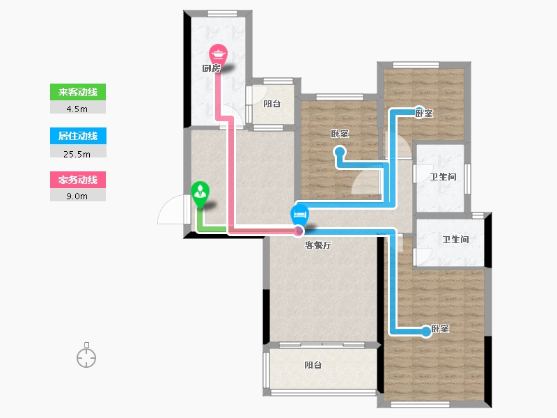 湖南省-长沙市-恒大揽湖苑-106.67-户型库-动静线