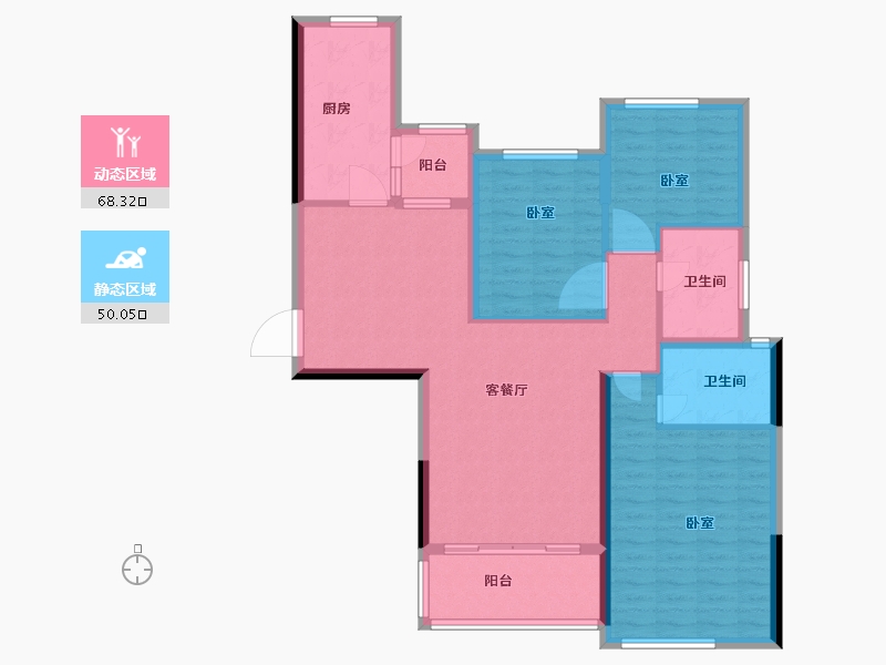 湖南省-长沙市-恒大揽湖苑-106.67-户型库-动静分区