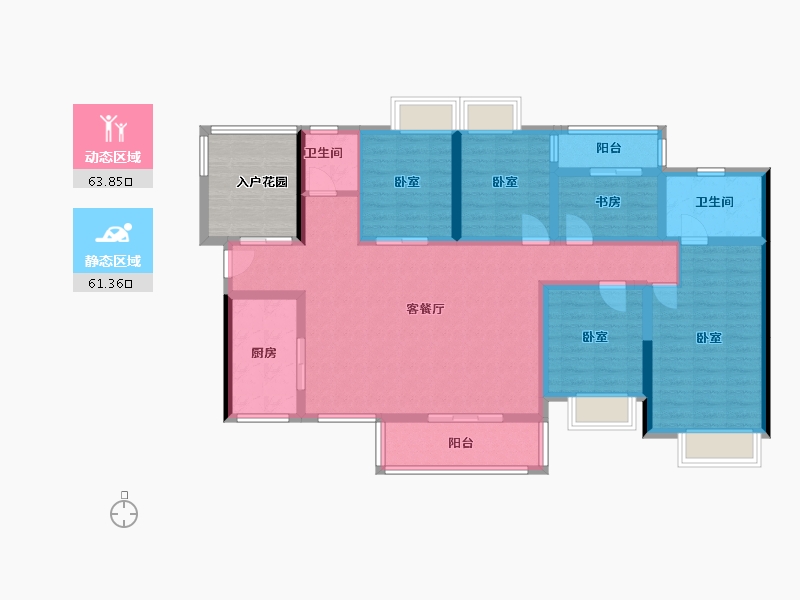 湖南省-长沙市-盛地东方芯府-118.92-户型库-动静分区