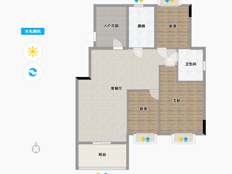 江苏省-苏州市-澳海胥江湾-144.00-户型库-采光通风