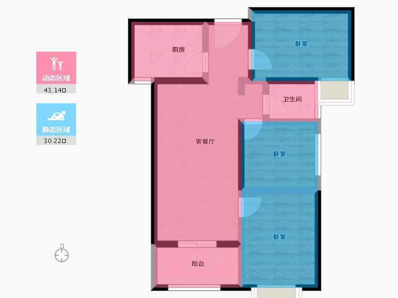 陕西省-西安市-满堂悦MOMΛ-64.06-户型库-动静分区