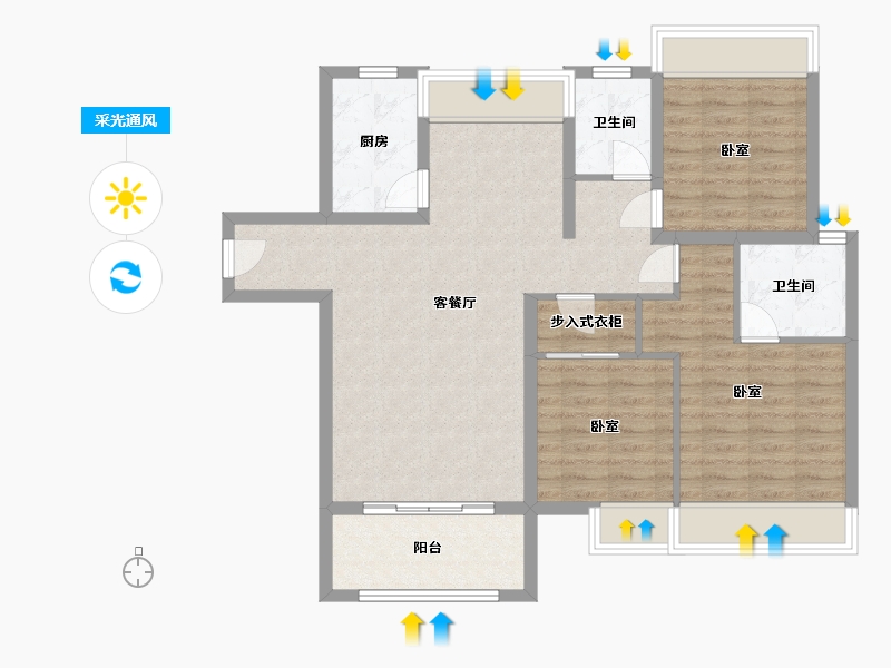 湖北省-孝感市-城际温哥华-90.95-户型库-采光通风