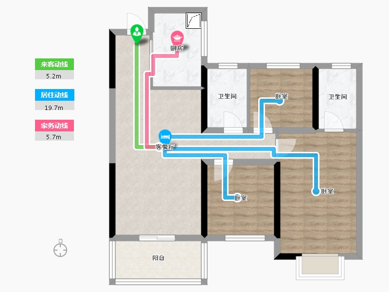 湖南省-长沙市-保利海德公园住宅-78.52-户型库-动静线