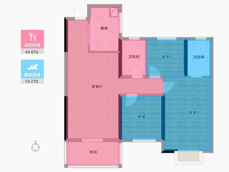 湖南省-长沙市-保利海德公园住宅-78.52-户型库-动静分区