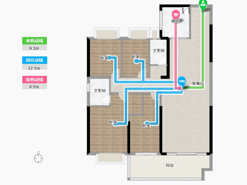 湖南省-岳阳市-湘阴碧桂园-142.26-户型库-动静线