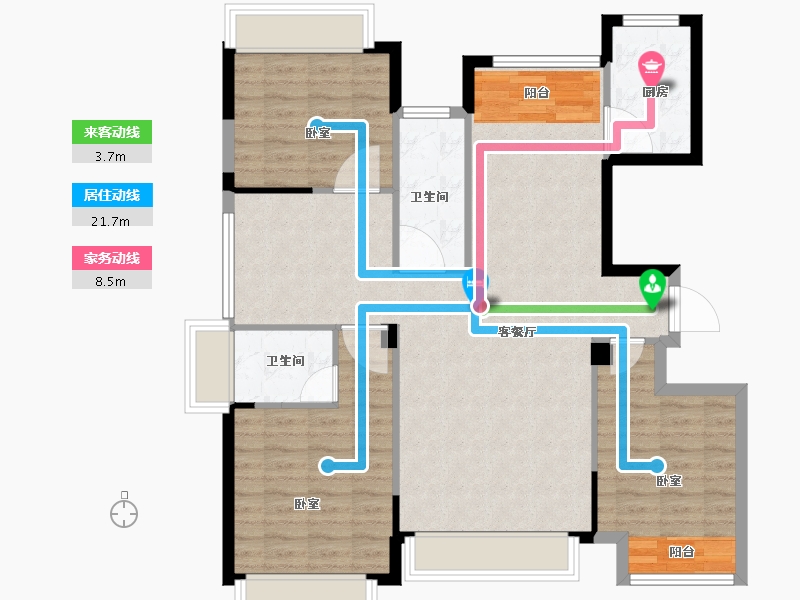 湖南省-常德市-嘉美·桃花源府-102.19-户型库-动静线