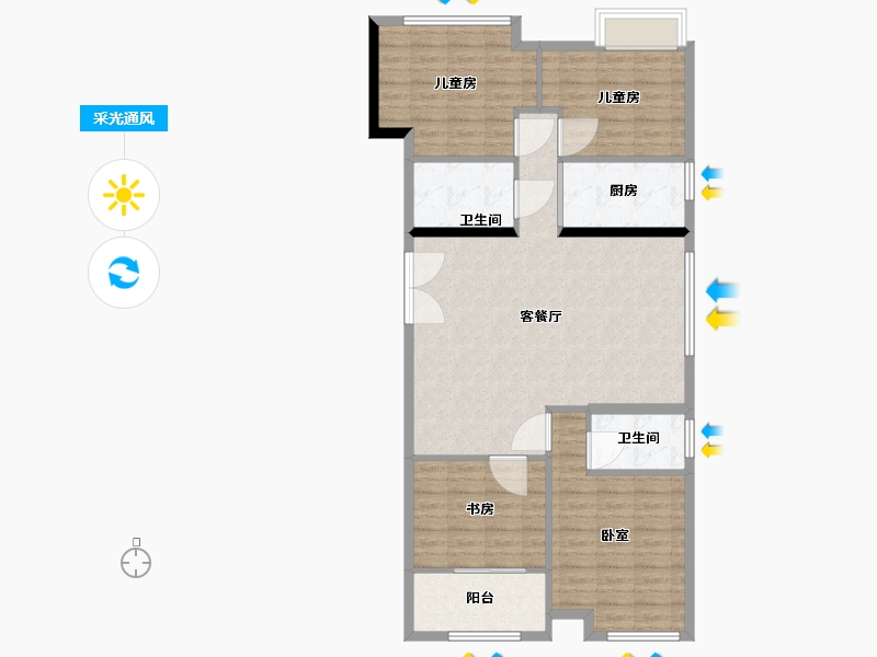 福建省-福州市-大东海中央府-104.01-户型库-采光通风