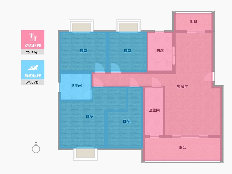 湖南省-衡阳市-金湘富都-119.57-户型库-动静分区