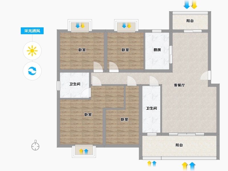 湖南省-衡阳市-金湘富都-119.57-户型库-采光通风