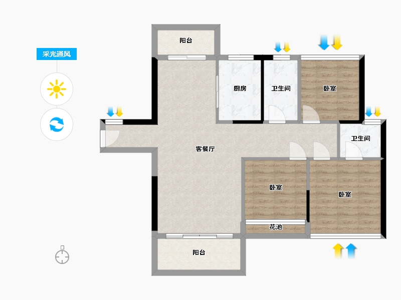 湖南省-衡阳市-瀚海·领秀城-89.39-户型库-采光通风