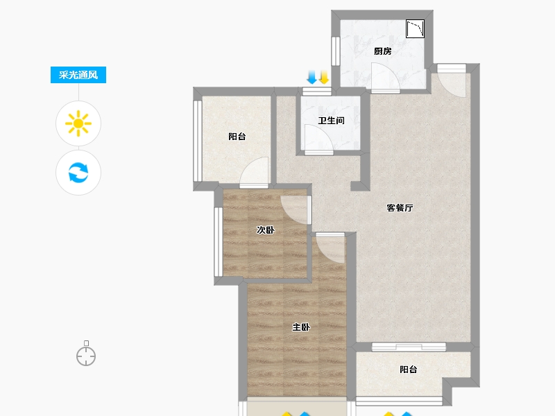 广东省-深圳市-中骏云景府-56.88-户型库-采光通风