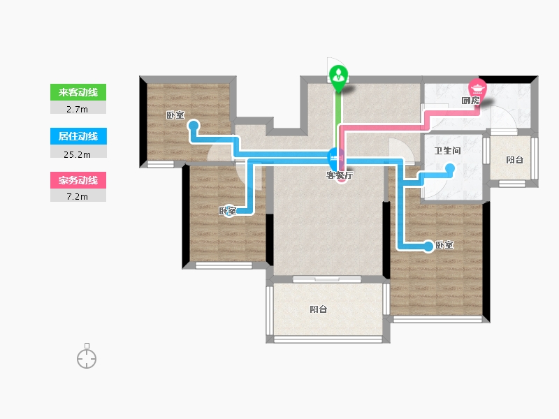 湖南省-长沙市-恒大揽湖苑-83.00-户型库-动静线