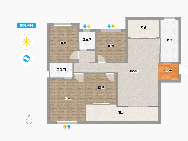 湖南省-怀化市-金为·潇湘锦城-110.21-户型库-采光通风