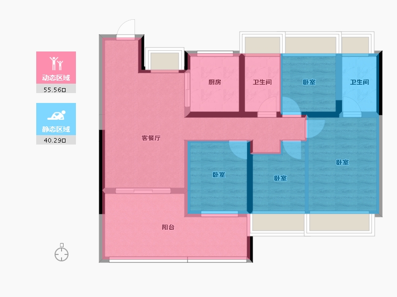 广东省-深圳市-花样年·旭辉·好时光-84.62-户型库-动静分区