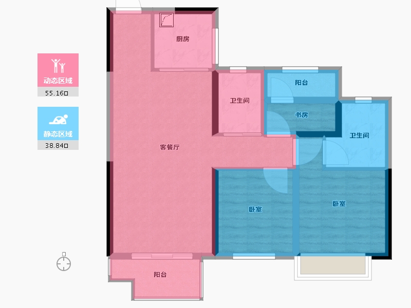 湖南省-郴州市-郴州中梁首府-83.87-户型库-动静分区