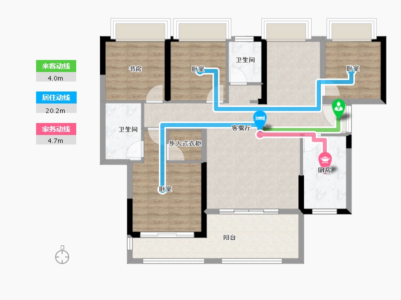 湖南省-岳阳市-德龙·东城华府-99.65-户型库-动静线