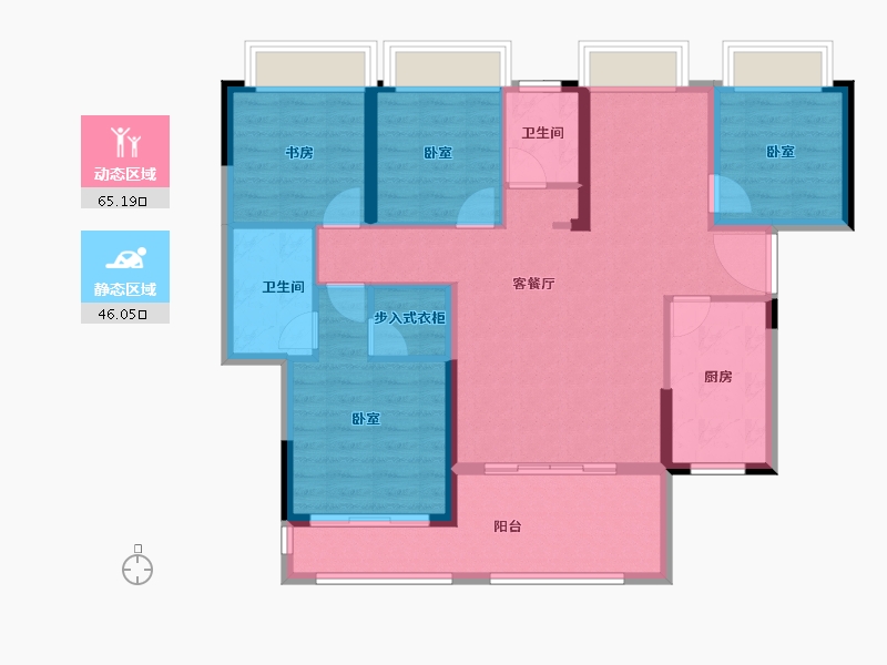 湖南省-岳阳市-德龙·东城华府-99.65-户型库-动静分区