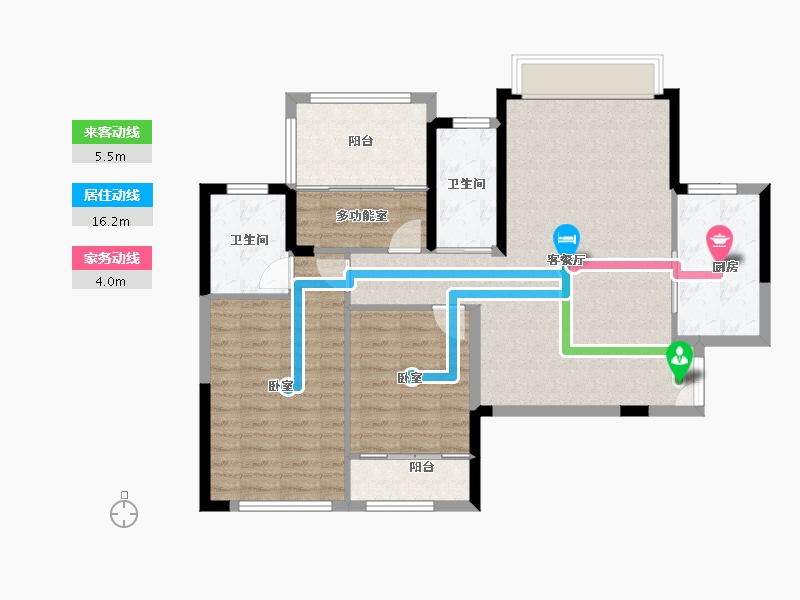 湖南省-岳阳市-德龙·东城华府-95.88-户型库-动静线