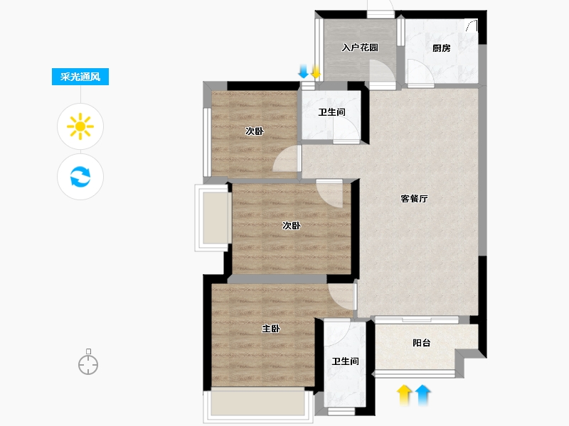 广东省-清远市-中唯·帝景湾-70.58-户型库-采光通风