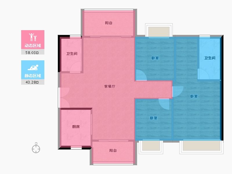 广东省-江门市-时代春树里-92.94-户型库-动静分区