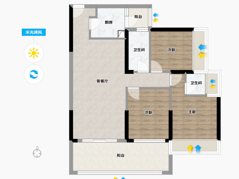 广东省-江门市-东方华城-83.59-户型库-采光通风