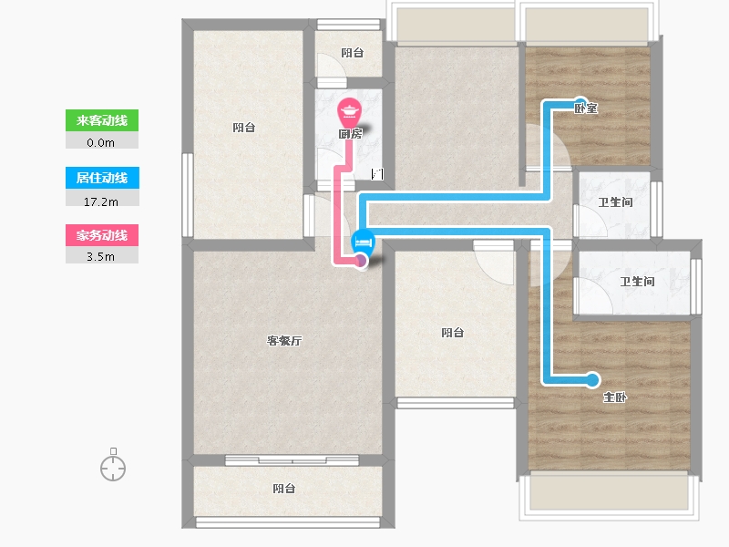 广东省-珠海市-珠海港城花园-90.39-户型库-动静线