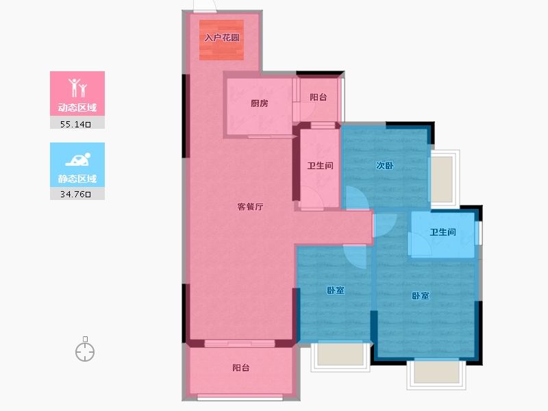 广东省-惠州市-金盛丽景花园-80.36-户型库-动静分区