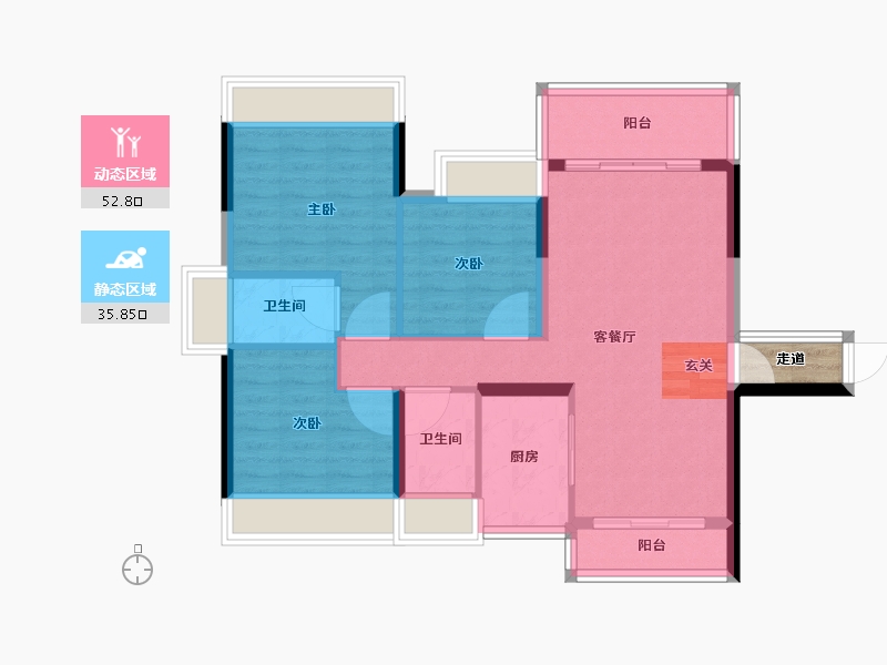 广东省-清远市-云星钱隆御景-81.70-户型库-动静分区