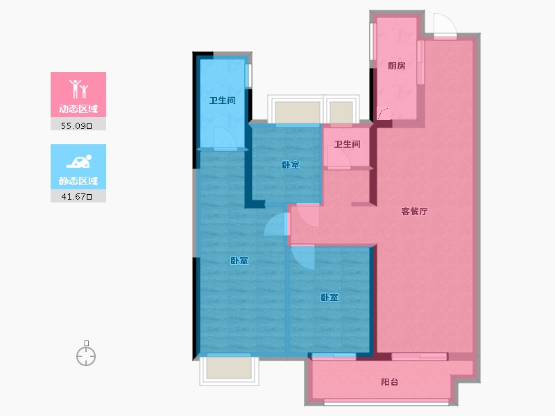 湖北省-武汉市-花样年香门第-86.00-户型库-动静分区