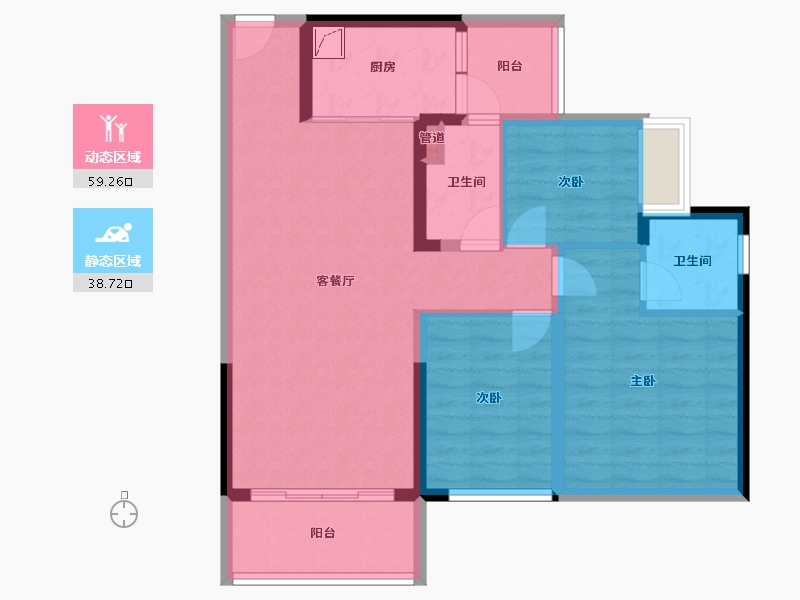 广东省-江门市-蓬江碧桂园·西江华府-87.00-户型库-动静分区