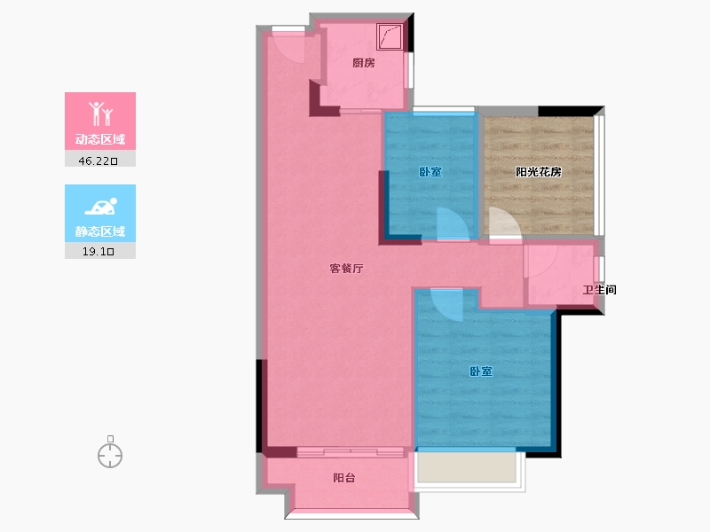 广东省-珠海市-昆仑·书香门邸-65.24-户型库-动静分区