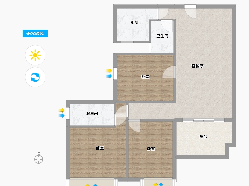 湖北省-孝感市-悟星城-88.00-户型库-采光通风