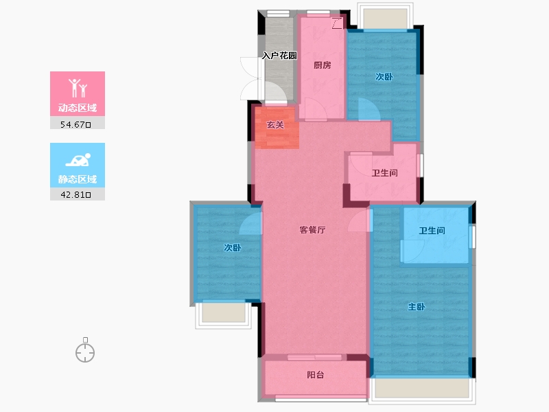 湖南省-常德市-汉寿恒大御府-90.90-户型库-动静分区