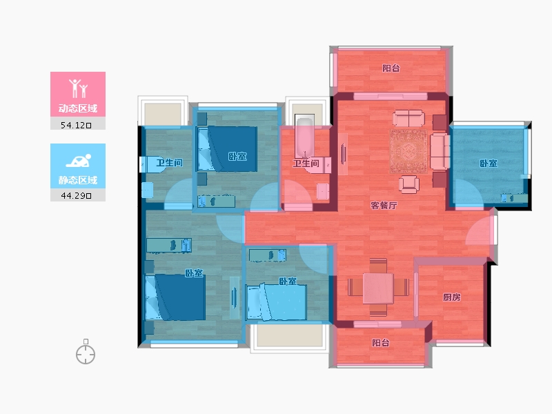 广东省-清远市-龙光玖龙府-88.00-户型库-动静分区