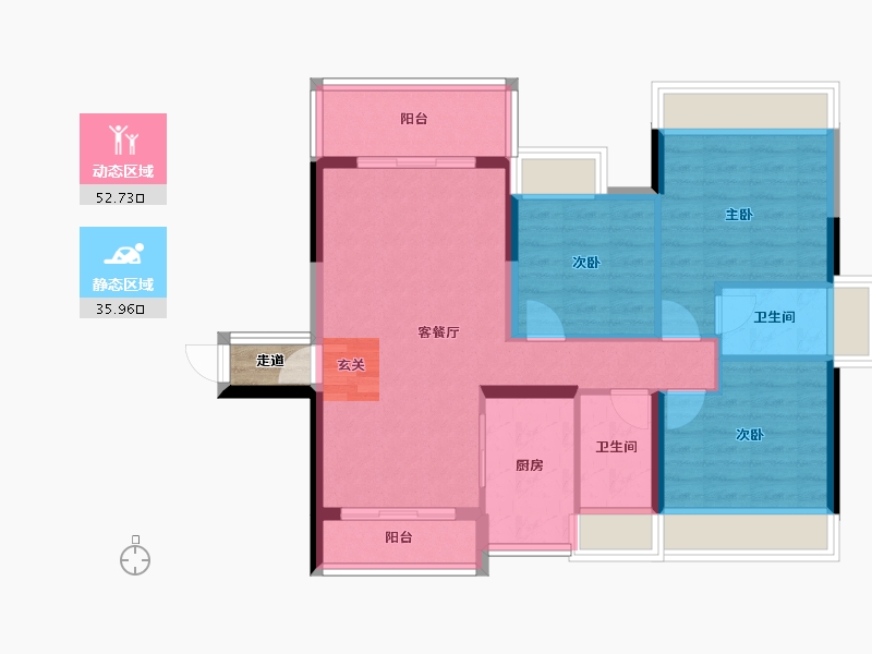 广东省-清远市-云星钱隆御景-81.04-户型库-动静分区