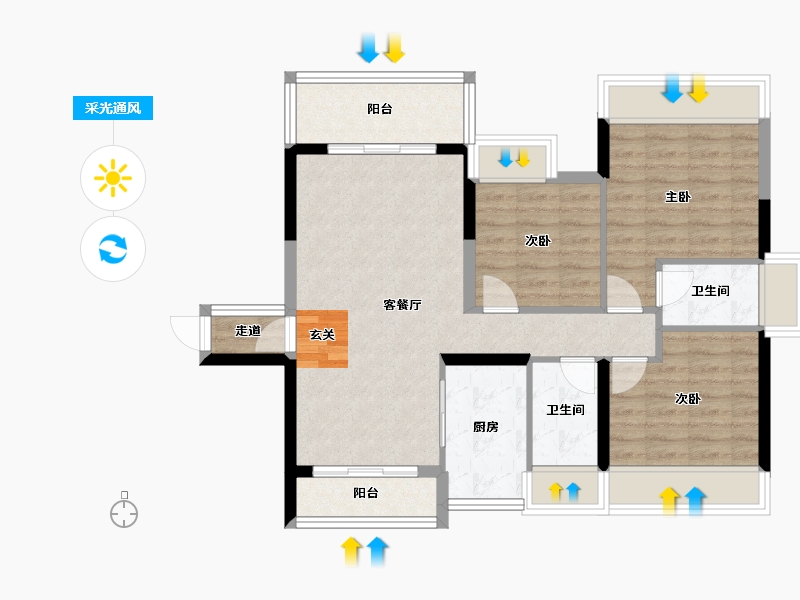 广东省-清远市-云星钱隆御景-81.04-户型库-采光通风