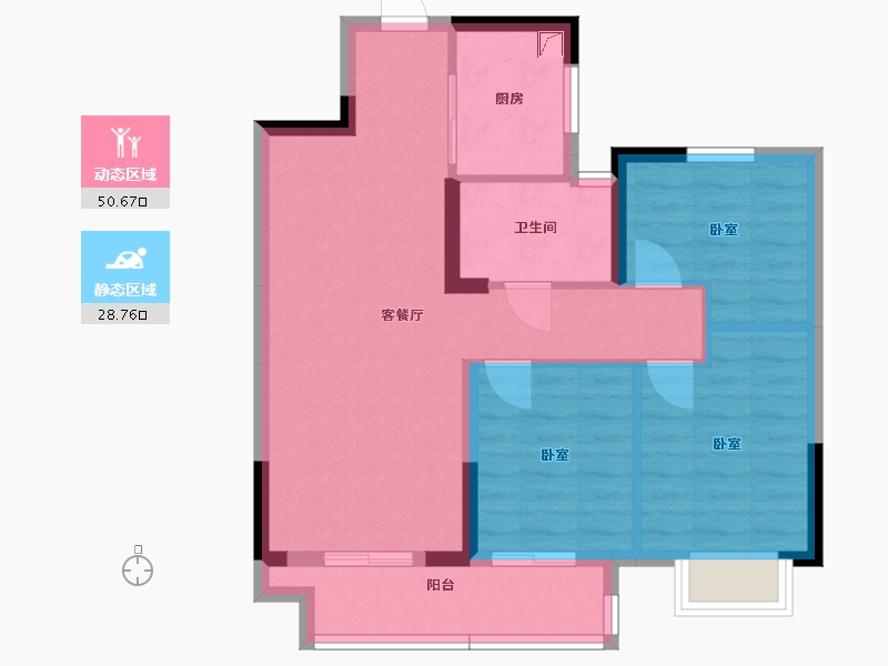 湖北省-武汉市-城投大桥龙城-70.70-户型库-动静分区