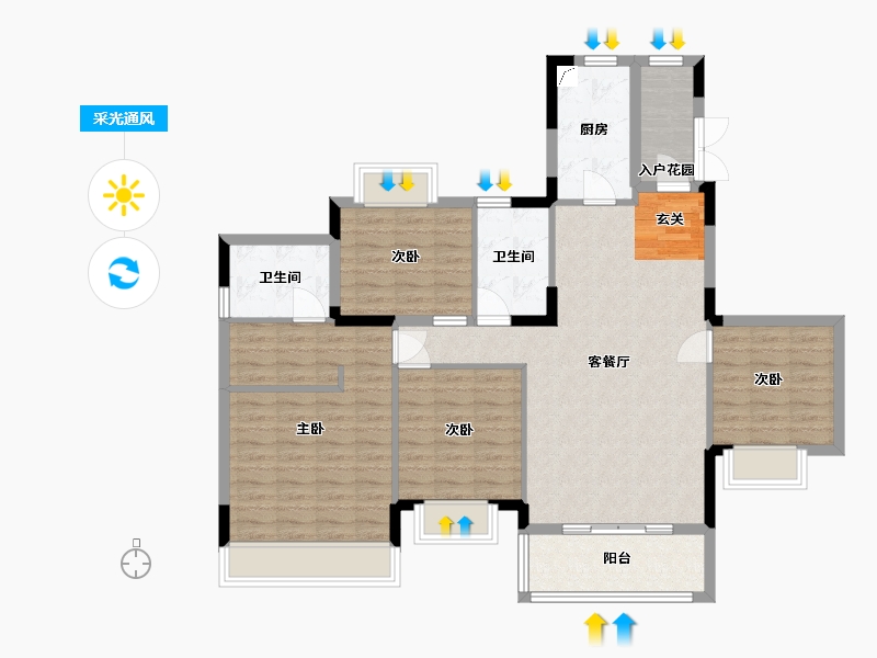 湖南省-常德市-汉寿恒大御府-109.00-户型库-采光通风