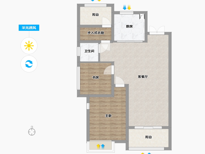 江苏省-泰州市-金通海棠湾-78.35-户型库-采光通风