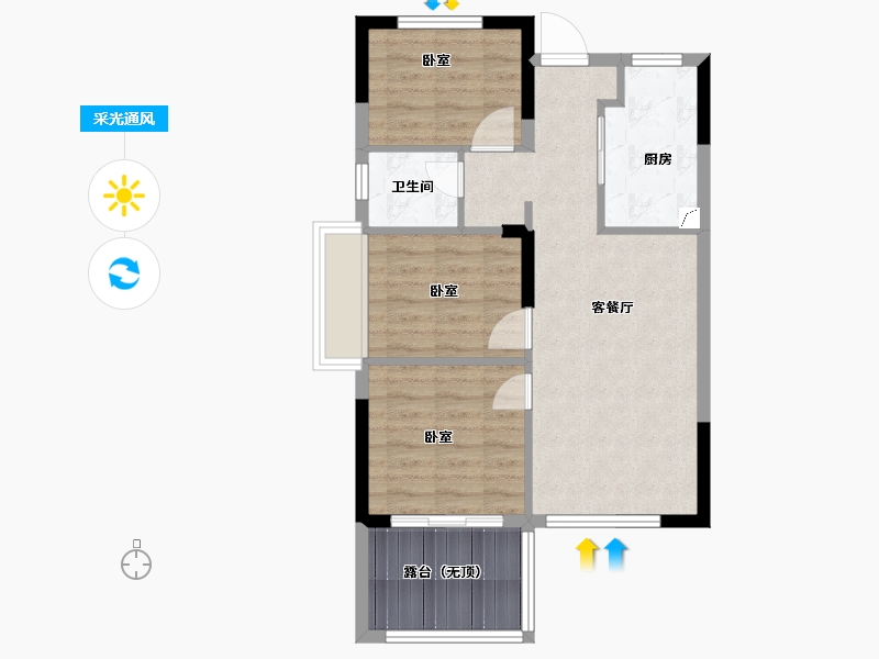 浙江省-嘉兴市-孔雀城·翰峰云邸-66.00-户型库-采光通风