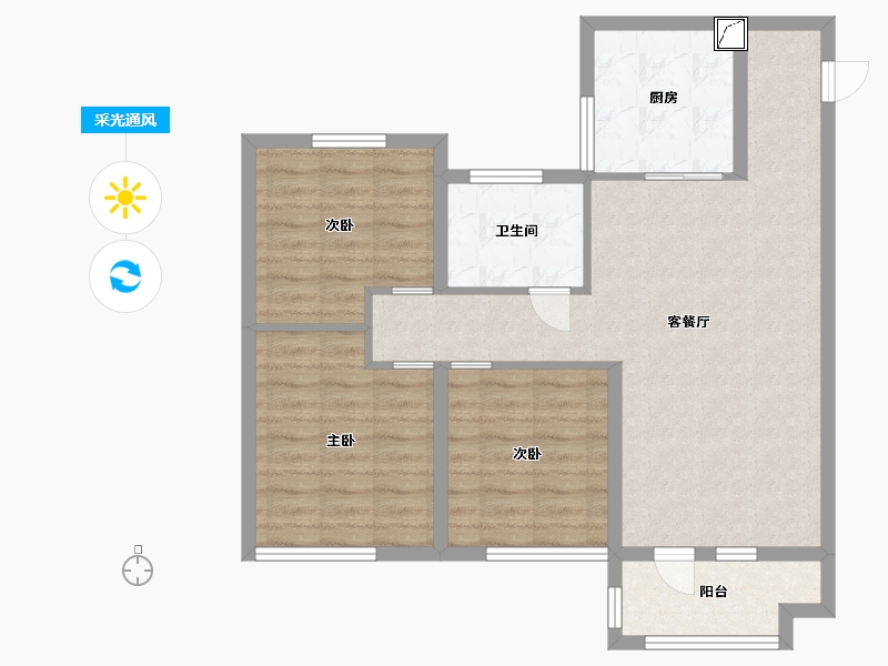 山东省-潍坊市-中梁龙玺台-82.00-户型库-采光通风